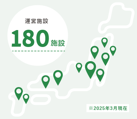 180施設運営（2025年3月現在）